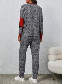 EMERY ROSE Của phụ nữ Màu tương phản Áo thun Và In Quần Bộ - Nhiều màu - Xem 2