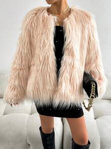 SHEIN Privé 時尚純色開襟外套 - 彩色 - 查看 3