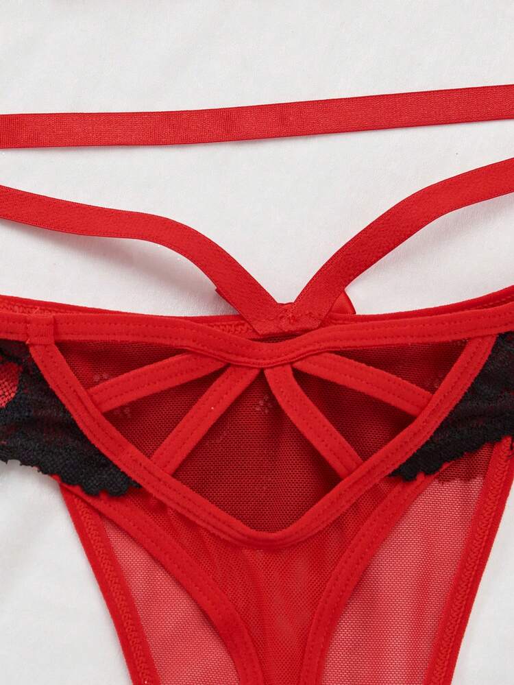 Valentines Women's Sexy Lips Lace Lingerie