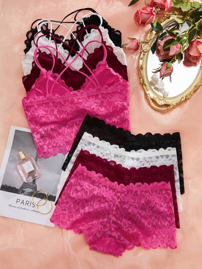 4sets Kanten Wireless BH Slipje Lingerie Set view 2