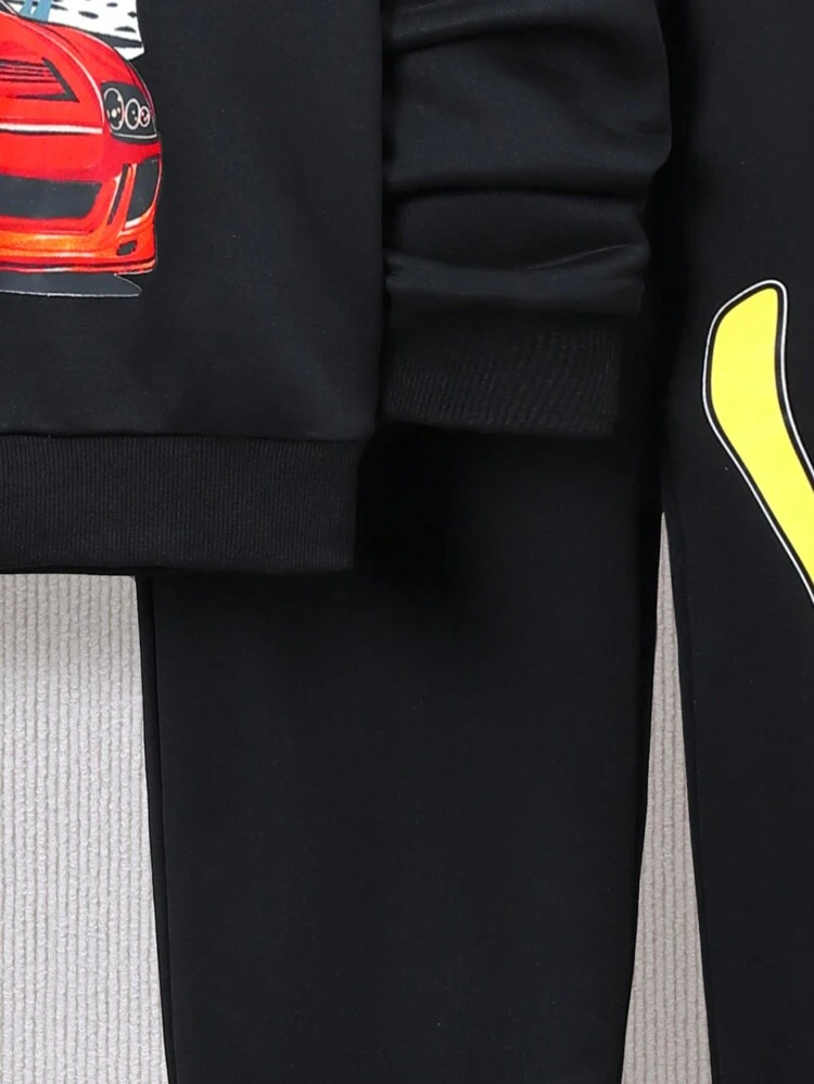 Tween Boys' Loose Casual Patterned Sweatshirt & Jogger Pants Set