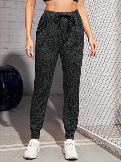 SHEIN Essnce 女款拼色前繫帶慢跑褲