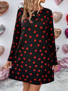 SHEIN LUNE Vestido De Mujeres Recto Con Patrón De Corazón - Multicolor - Ver 3