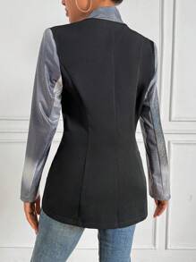 Chiquease Blazer Cruzado Con Cuello En V Y Diseño Colour Block De Mujer De Color Negro