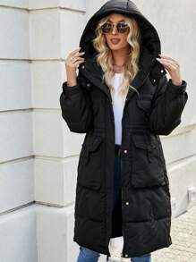 SHEIN LUNE Abrigo con capucha y relleno para el invierno