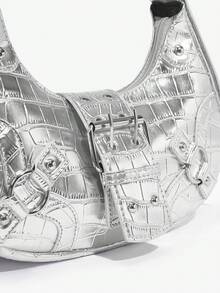SHEIN SXY Women's Snake Print Shoulder Bag - Silver - View 6
