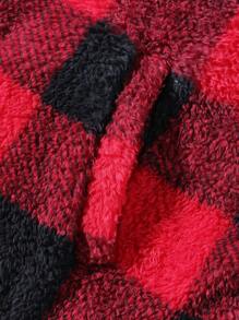 Manfinity Homme Loose-Fit Men's Buffalo Plaid Print Drop-Shoulder Teddy Jacket - Multicolor - View 3