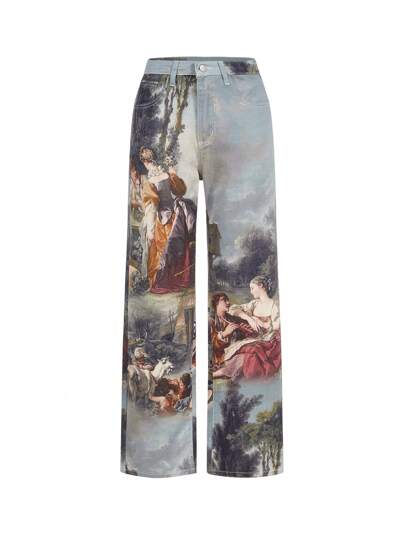 SHEIN MOD Jeans con estampado de figura & de planta de pierna ancha