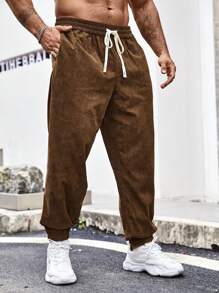 Manfinity Homme Pantalones Jogger De Pana Para Hombre De Ajuste Holgado - Marrón - Ver 3