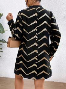 SHEIN Unity Của phụ nữ Quanh co Sọc Váy sơ mi - màu đen - Xem 1