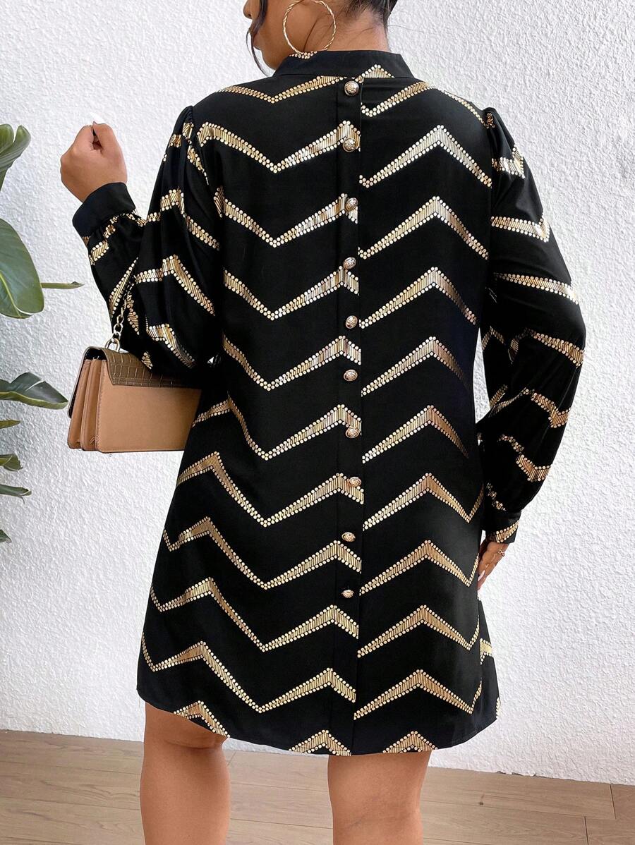 SHEIN Unity Của phụ nữ Quanh co Sọc Váy sơ mi - màu đen - Xem 1