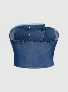 SHEIN MOD Button Front Tube Denim Top