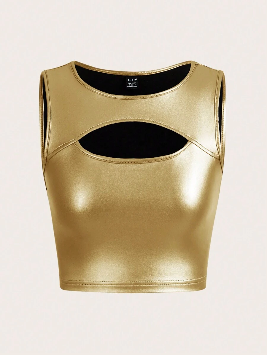 SHEIN ICON 女士空心假皮背心