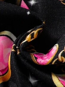 SHEIN 嬰兒女孩鏈條和心形印花喇叭褲連肩背心連體褲