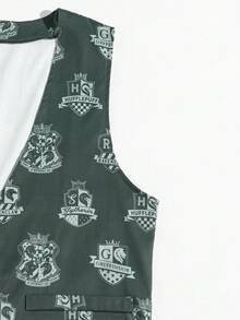 ROMWE MEN Harry Potter | ROMWE Men Printed Single Breasted Vest - Multicolor - View 3