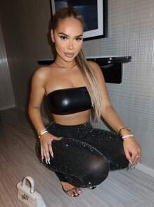 Zolique Women's Shiny Trousers - Black - View 5