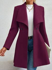 SHEIN Clasi Abrigo de mujer con frente doble botonadura y cuello de solapa grande