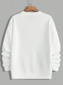 GENTILAND Nam Dệt kim Giải trí Áo nỉ Với In Khẩu hiệu Và Vòng cổ - trắng - Xem 2