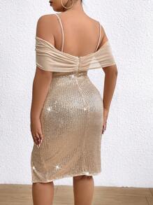 Maweii Plus Size Glittering Split Hem Dress