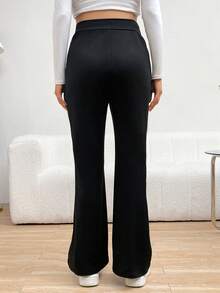 SHEIN Maternity Adjustable Waist Flared Pants - Black - View 2