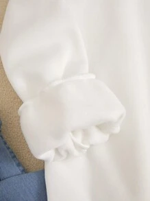 SHEIN Slayr 女士豹紋和字母印花毛絨衛衣 - 白色 - 查看 3