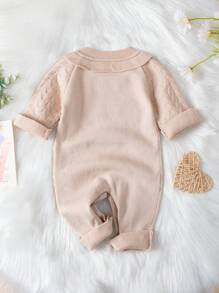 Infant Girls' Buttoned Diagonal Sweater Bodysuit With Knitted Pants