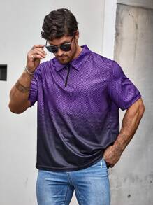 Manfinity Homme Men's Plus Size Gradient Polo Shirt - Purple - View 1