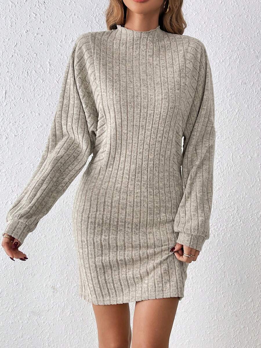 SHEIN Frenchy Vestido De Manga Murciélago De Color Liso Para Mujer - Albaricoque - Ver 1