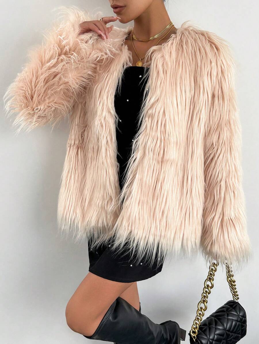 SHEIN Privé 時尚純色開襟外套 - 彩色 - 查看 1