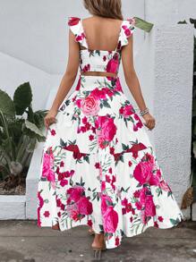 SHEIN VCAY Women's Floral Printed Cami Top And Skirt Set - Multicolor - View 2