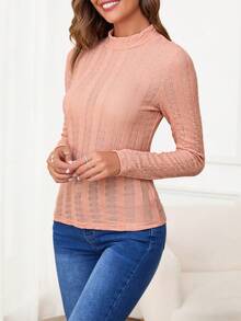 SHEIN Clasi 女式純色立領上衣 - 橘色 - 查看 5