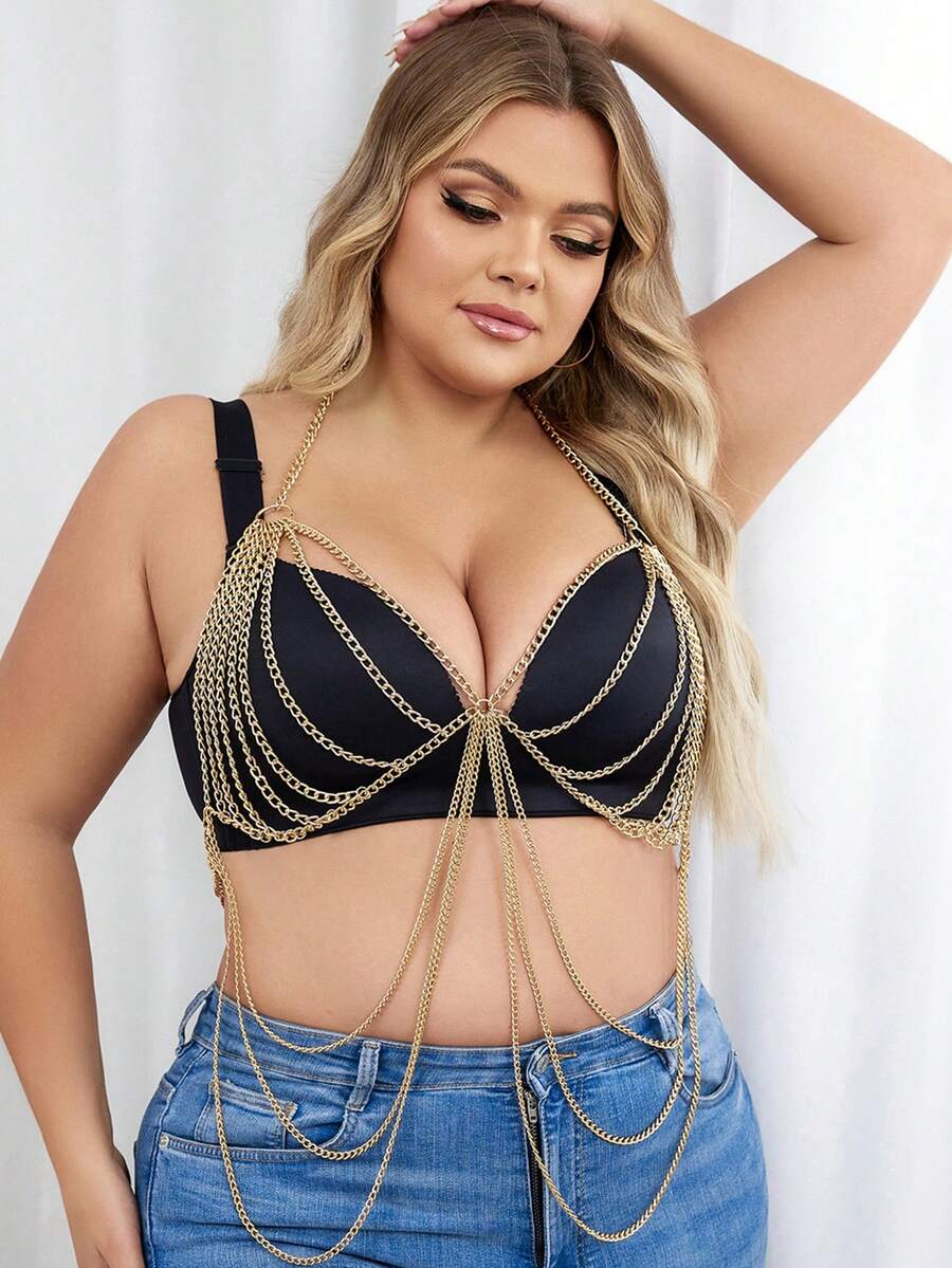 Plus Size Chain Lingerie Accessory - Gold - View 1