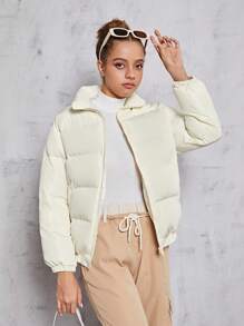 Teen Girl Casual And Comfortable Padded Coat For Warmth - White - View 2
