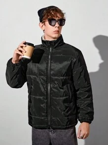 青少年男孩保暖衬里拉链前衬垫外套 - 黑色 - 查看 5