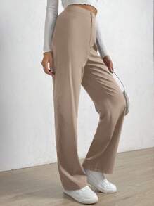 EURMUSE Pantalon De Costume Uni Avec Détails De Boutons - Nude - Voir 5