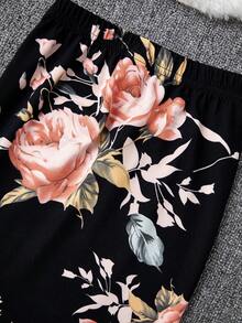SHEIN Cô Gái Trẻ In hoa Váy bút chì - màu đen - Xem 4