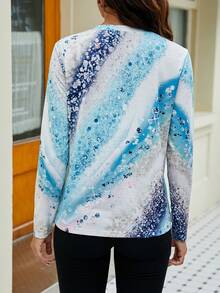 EMERY ROSE 女款 V 領全印花 T 卹 - 彩色 - 查看 2