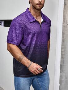 Manfinity Homme Men's Plus Size Gradient Polo Shirt - Purple - View 3