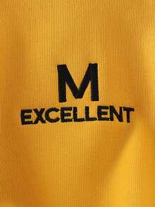 Tween Boys' Casual Fleece Pullover Sweatshirt With Stand Collar And Contrasting Letter Embroidery - Yellow - View 6