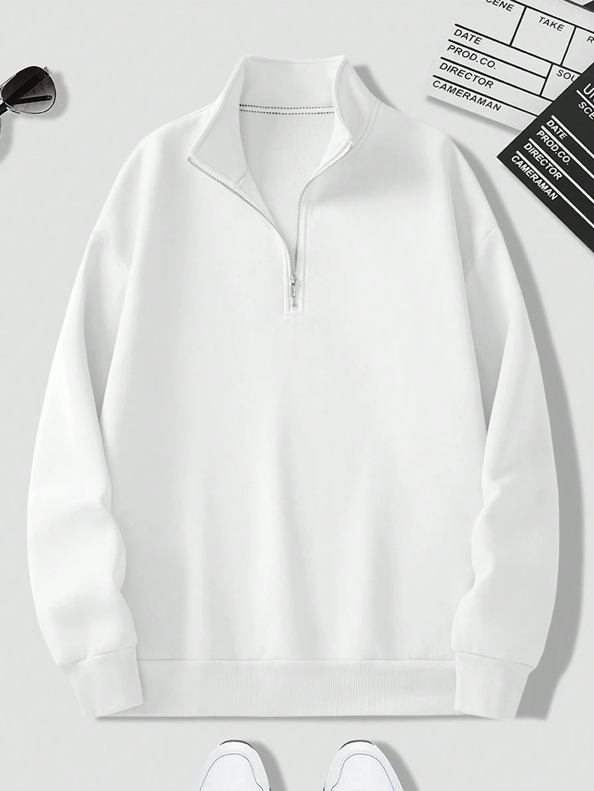 GRDR sweat-shirt zippé à manches longues de couleur unie pour hommes, automne/hiver