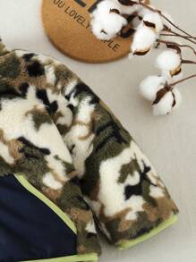 Baby Boys' Fashionable, Comfortable And Warm Camouflage Winter Padded Coat With Fleece - Army Green - View 4