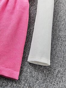 少女荷葉邊t恤和鈕扣前束腰裙 - 彩色 - 查看 6