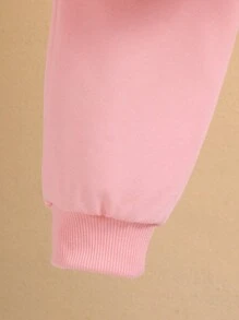 Baby Girls' Unicorn Patterned Casual Sweatshirt Set With Round Neck - Pink - View 4