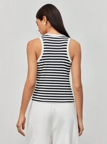 BizChic Women's Striped Knit Vest, Suitable For Urban Commute, Office, Business Casual, Party And Gathering, Autumn