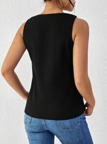 SHEIN Essnce 女式純色背心 - 黑色 - 查看 2