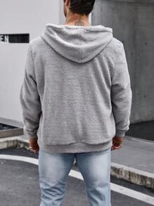 Manfinity Homme Men Plus Size Zippered Half-Fly Hooded Sweatshirt
