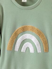 SHEIN 男童彩虹圖案運動衫 - 薄荷綠 - 查看 3