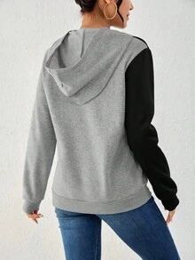 SHEIN Essnce 拼色空心連帽長袖運動衫 - 彩色 - 查看 2