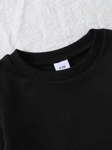 Baby Girls' Pigeon & Letter Printed Round Neck Sweatshirt - Black - View 5