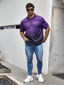 Manfinity Homme Men's Plus Size Gradient Polo Shirt - Purple - View 5